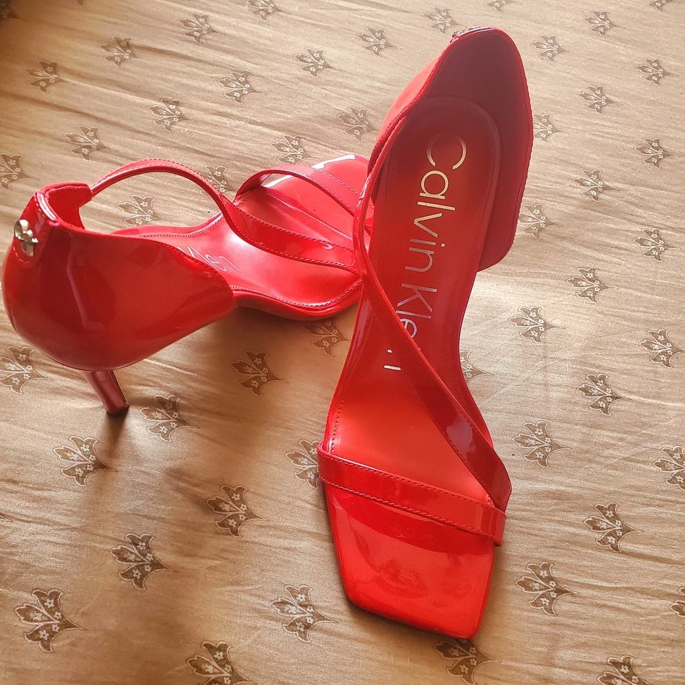 Calvin Klein Vibrant Red Strappy Heels